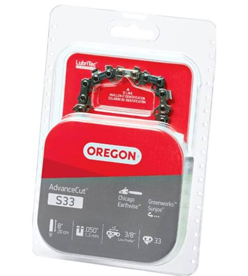 Oregon S33 AdvanceCut Chainsaw Chain, Fits Various Brands & Models, 8-in