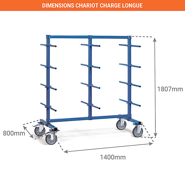 Chariot cantilever longueur utile 1200mm - charge max 500kg - 4624