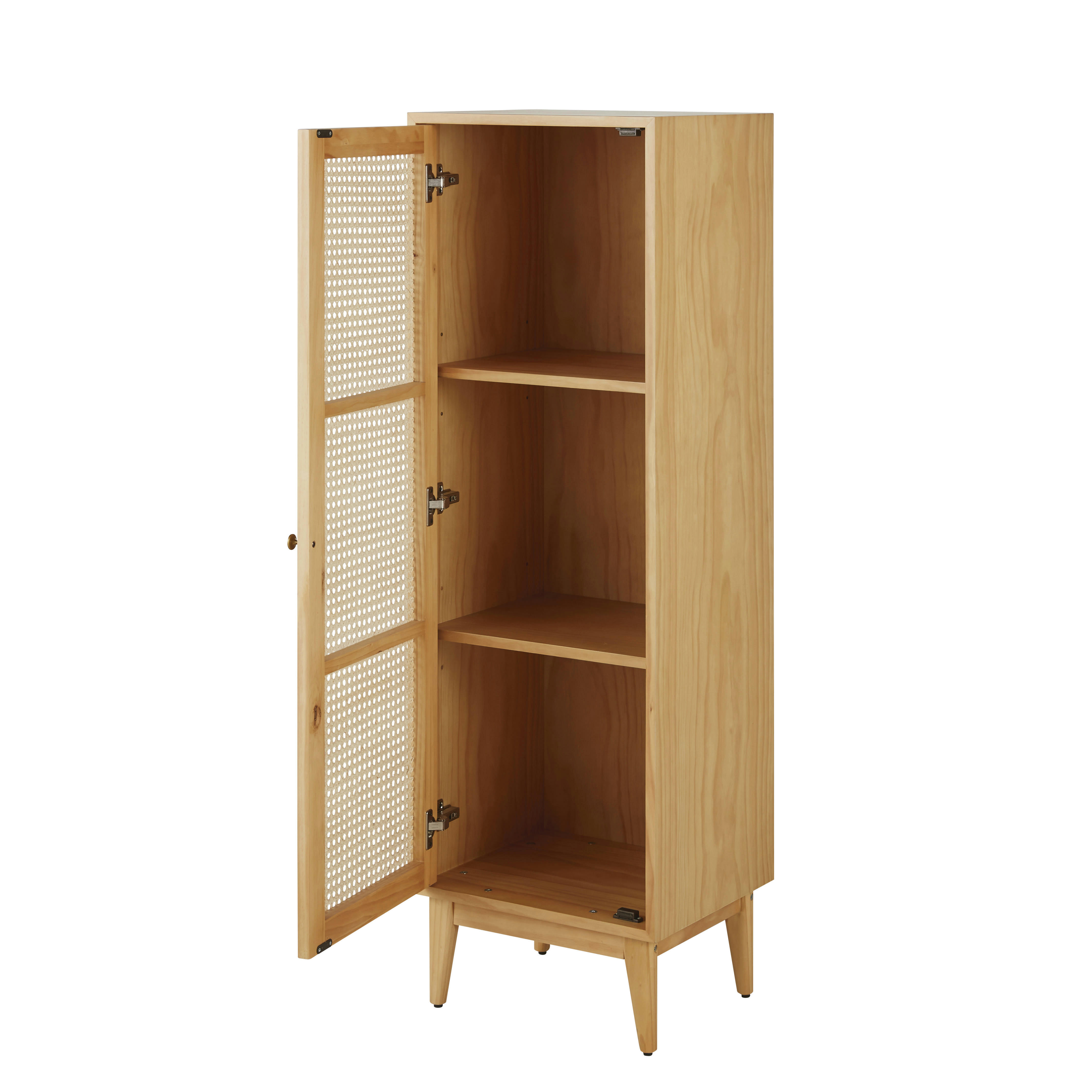 Suzelle - Cabinet de rangement 1 porte et rotin tressé