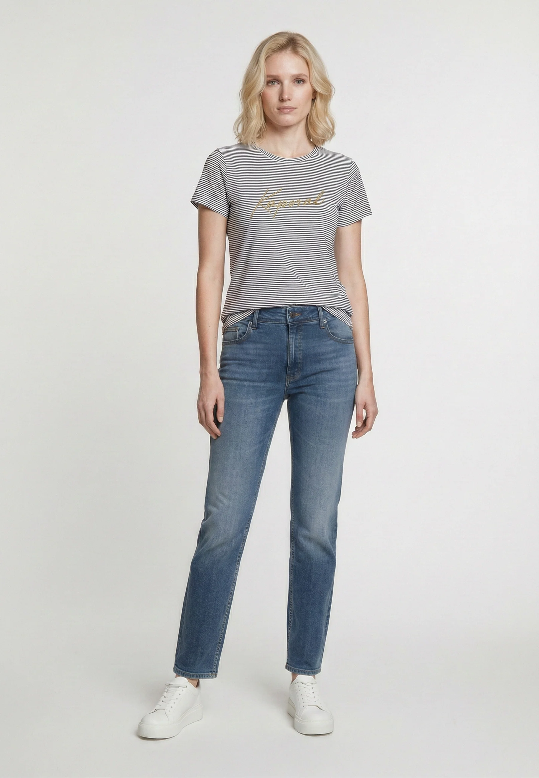 T-shirt manches courtes slim blanc cassé coton stretch KABY