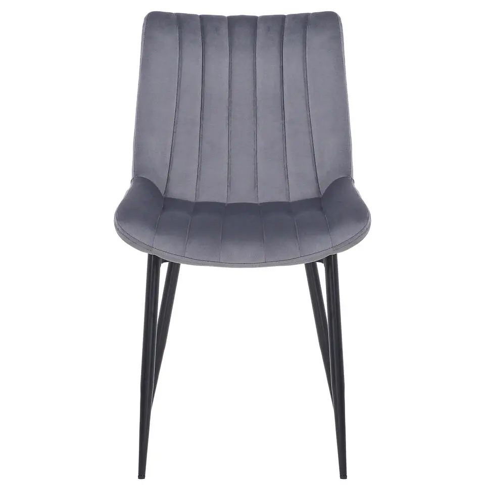 CLP Eetkamerstoel Rahden zwart Frame - Fluweel - grijs