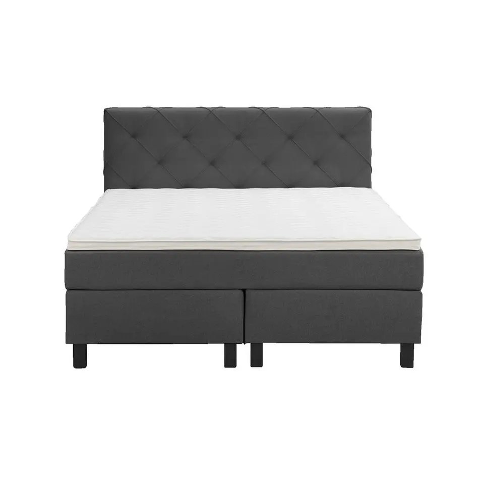Boxspring Liv geruit - antraciet - 140x200 cm - vierkante poot