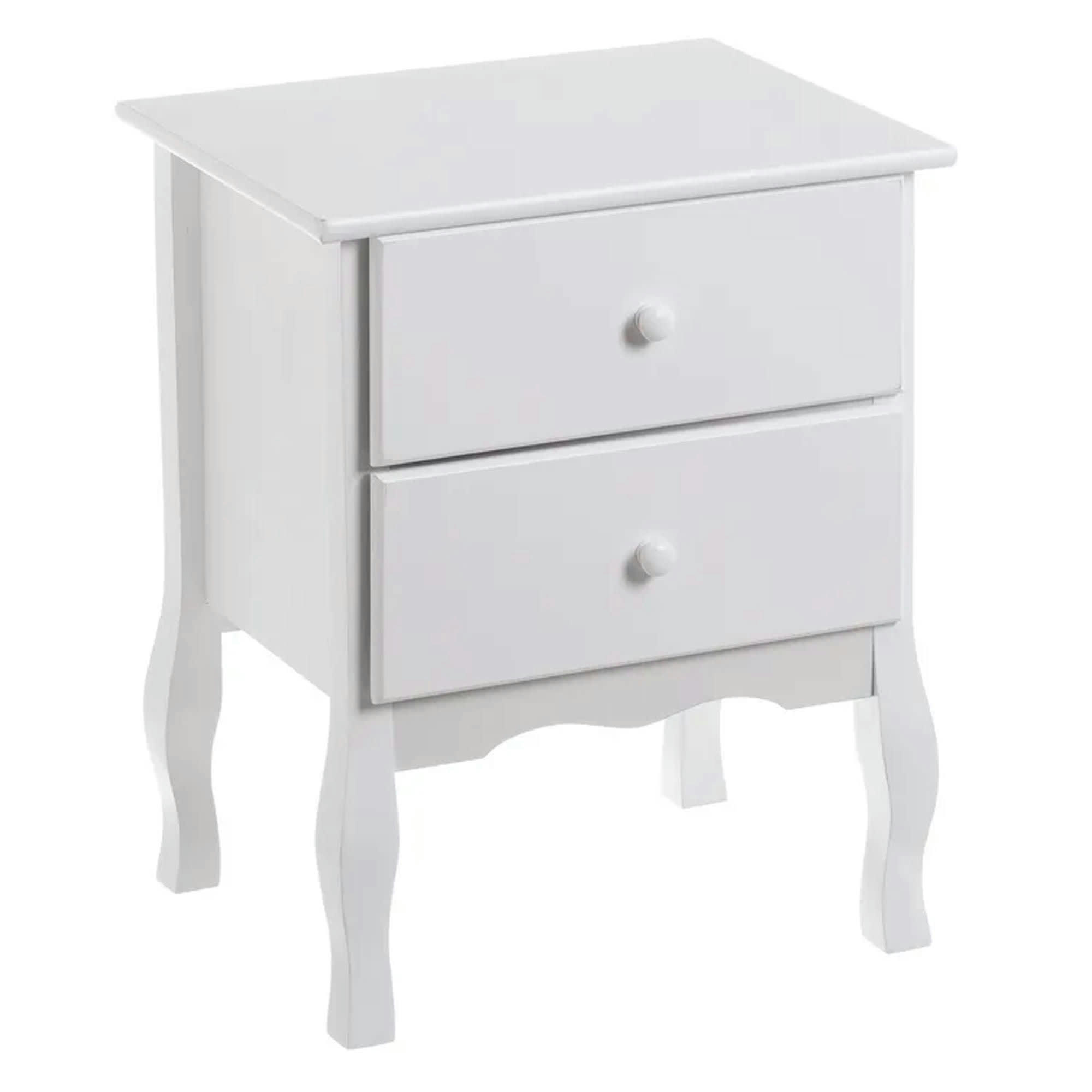 - Table de chevet en bois blanc 2 tiroirs 48x35x61cm