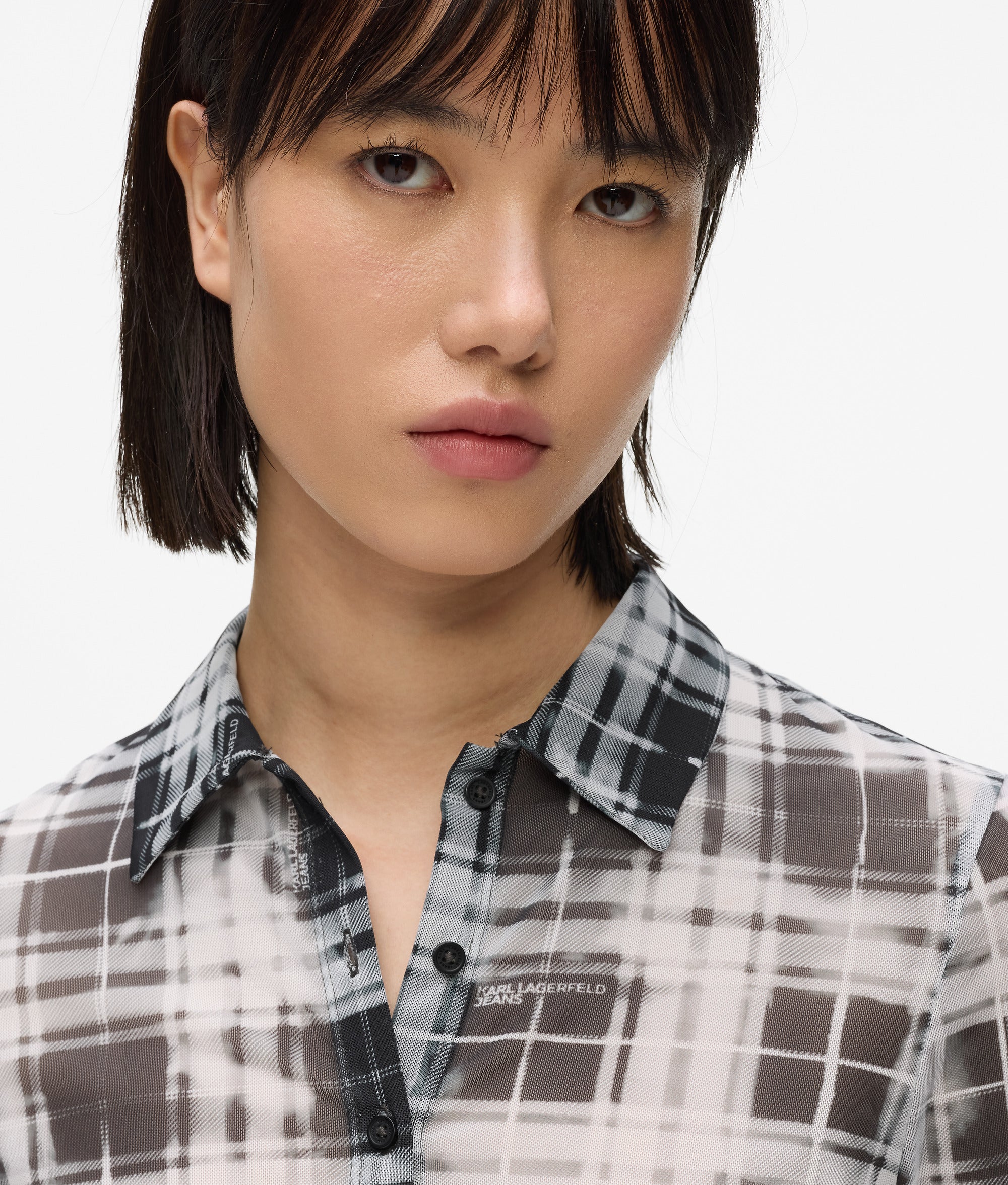 Chemise en mesh à carreaux