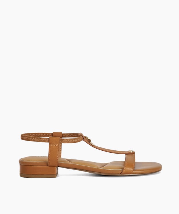 Lyra Tan - Leather T-Bar Sandals