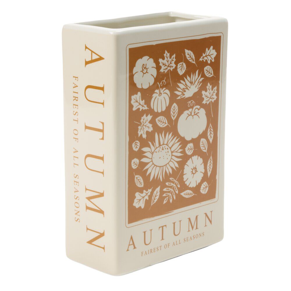 Vase rectangulaire automne en céramique 13,5x6,5xH20cm (2 modèles)