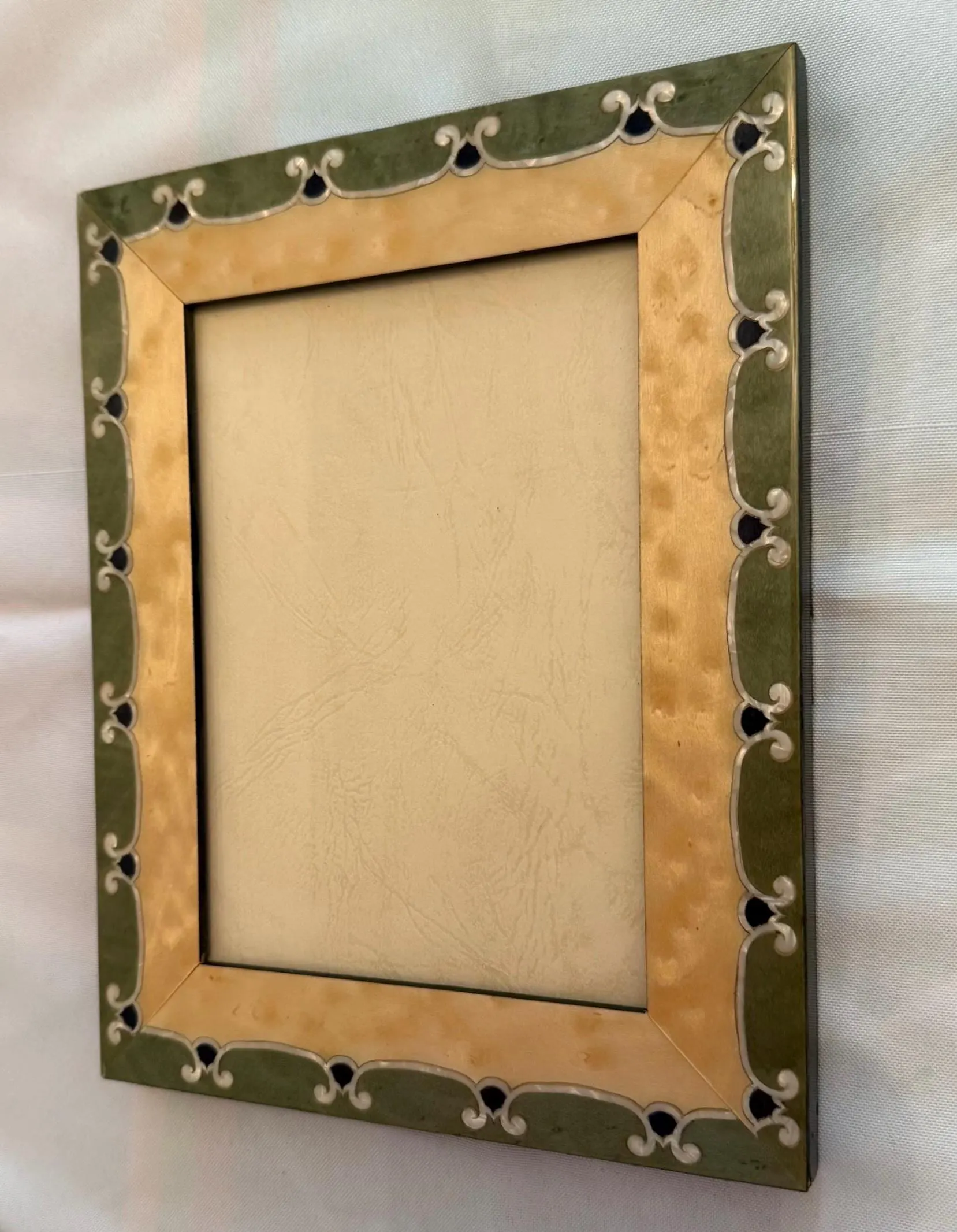 Sorrento Italy Marquetry wooden Frame Cream with Green design