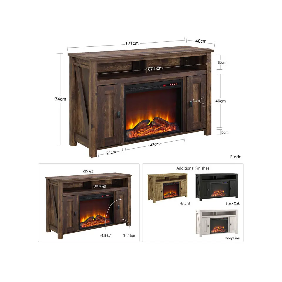 Farmington - Open haard met 2 deuren eiken agglomeraat