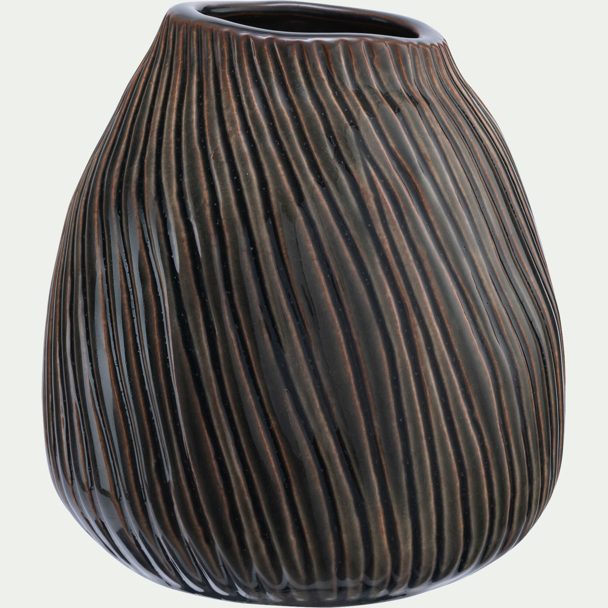 LYAS - Vase boule en faïence H16cm - vert
