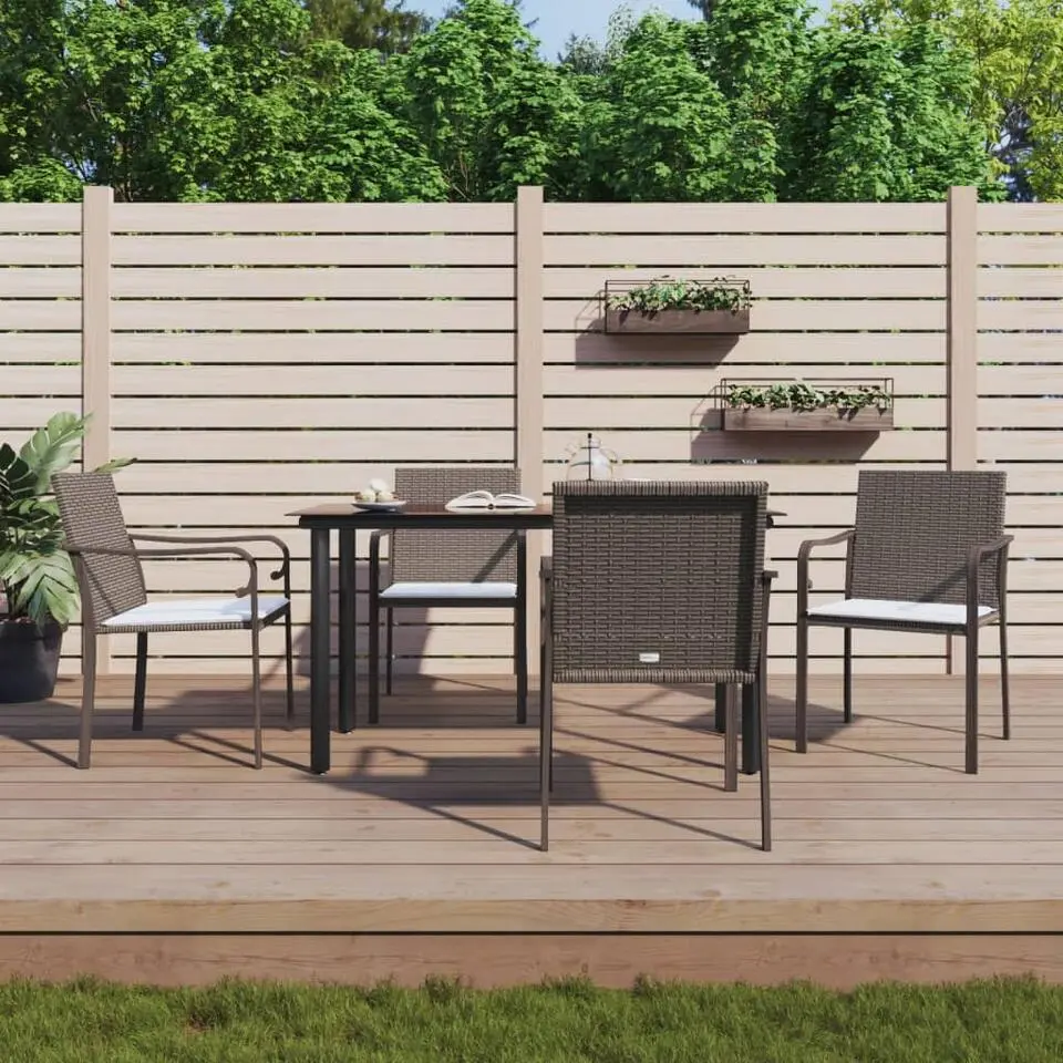 vidaXL - 4-zits Tuinset met zitkussens - Bruin - Poly rattan - 140x70 cm