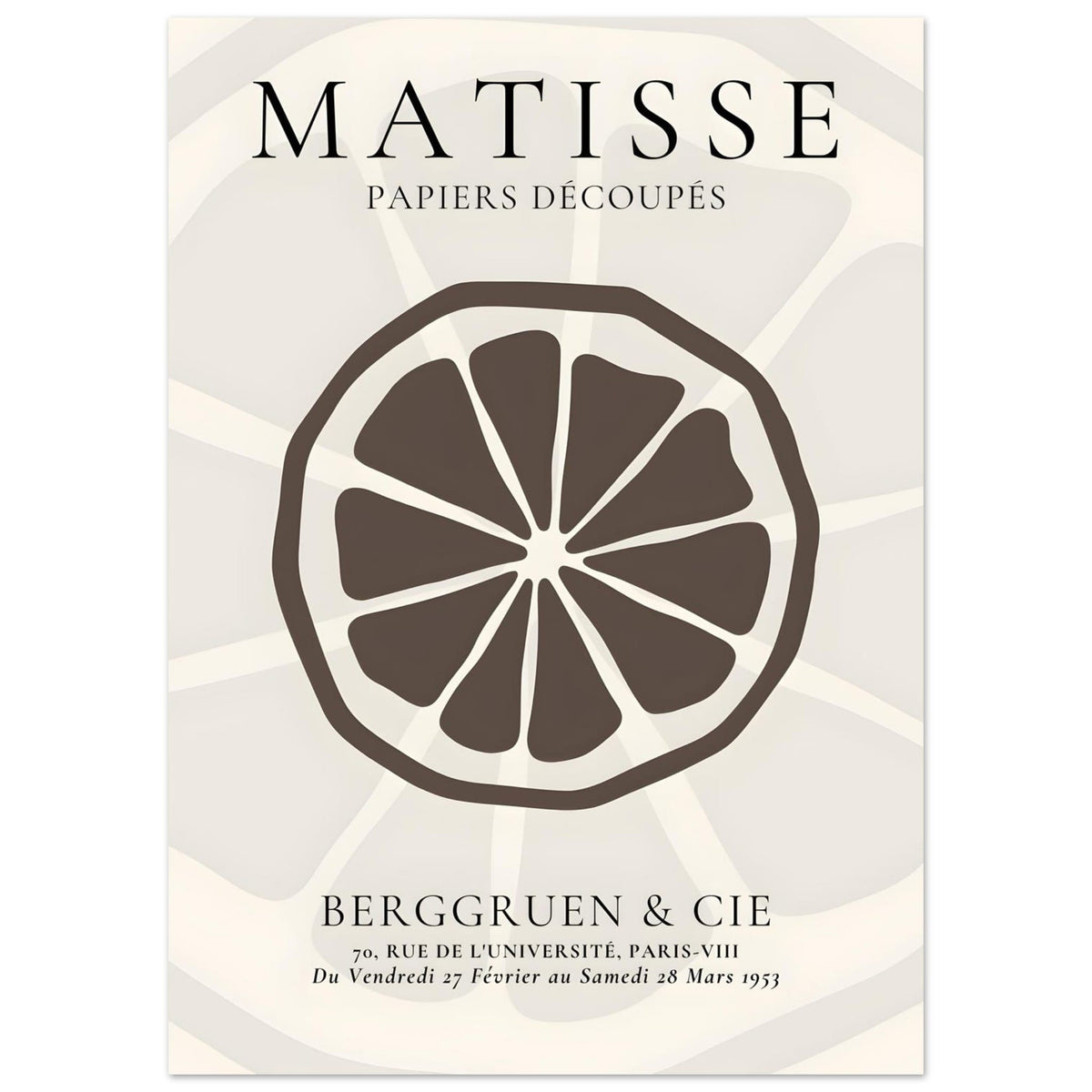 Artfulprints Poster Matisse – Slice of an orange  - 50x70 cm - Grijs