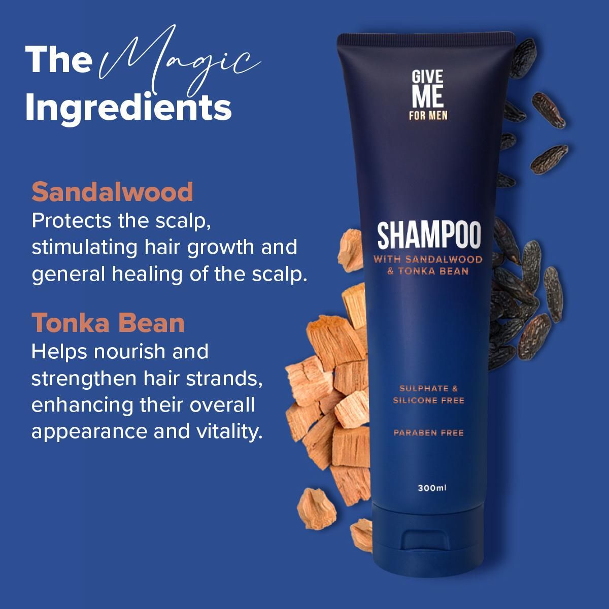 Give Me Mens Hair Strengthening Shampoo - Sandalwood & Tonka Bean - 300ml
