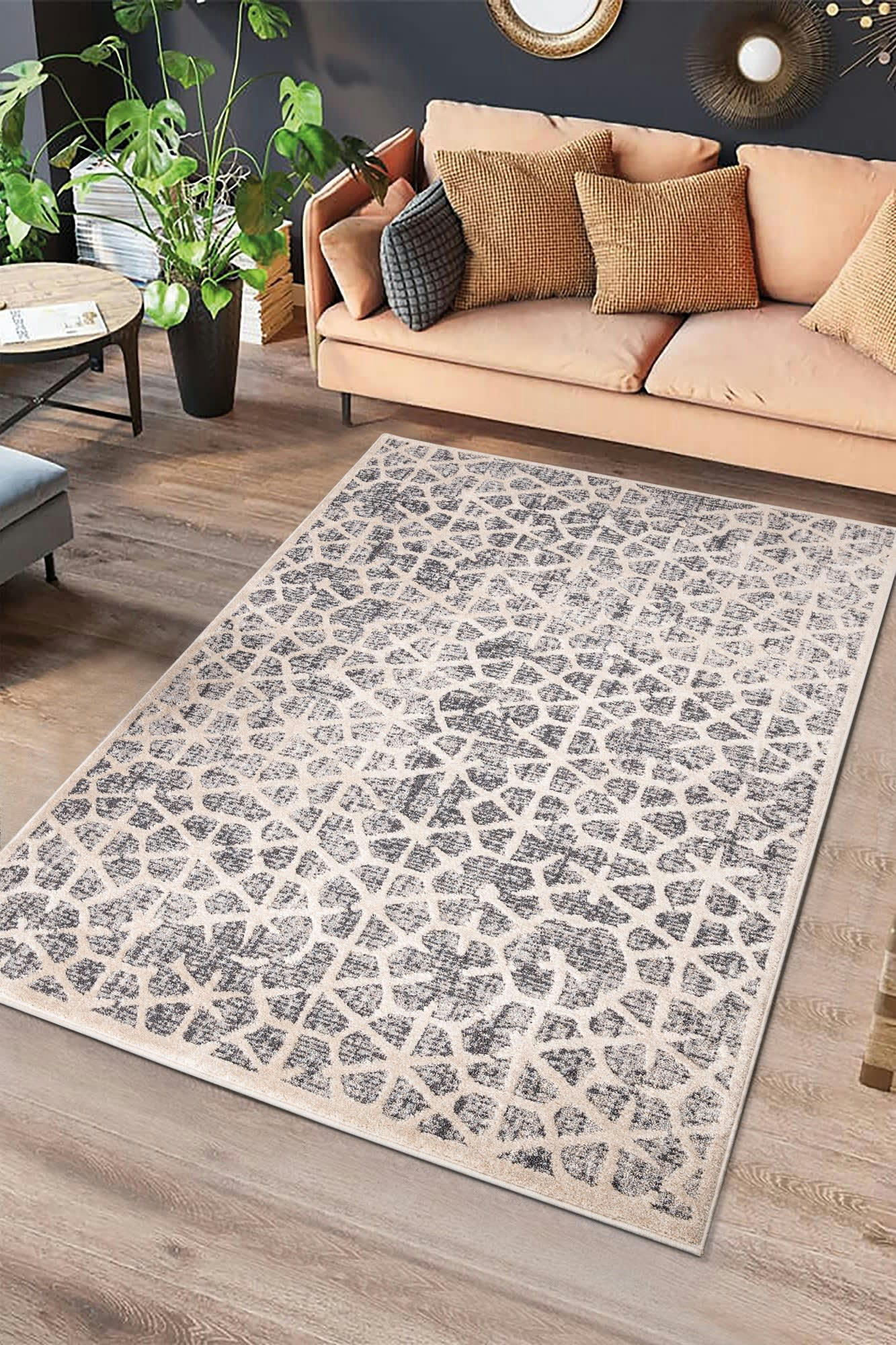 PAULA - Tapis vintage beige gaufré, 160X230 cm