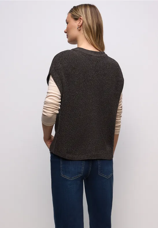 Ärmelloser Chenille Pullover