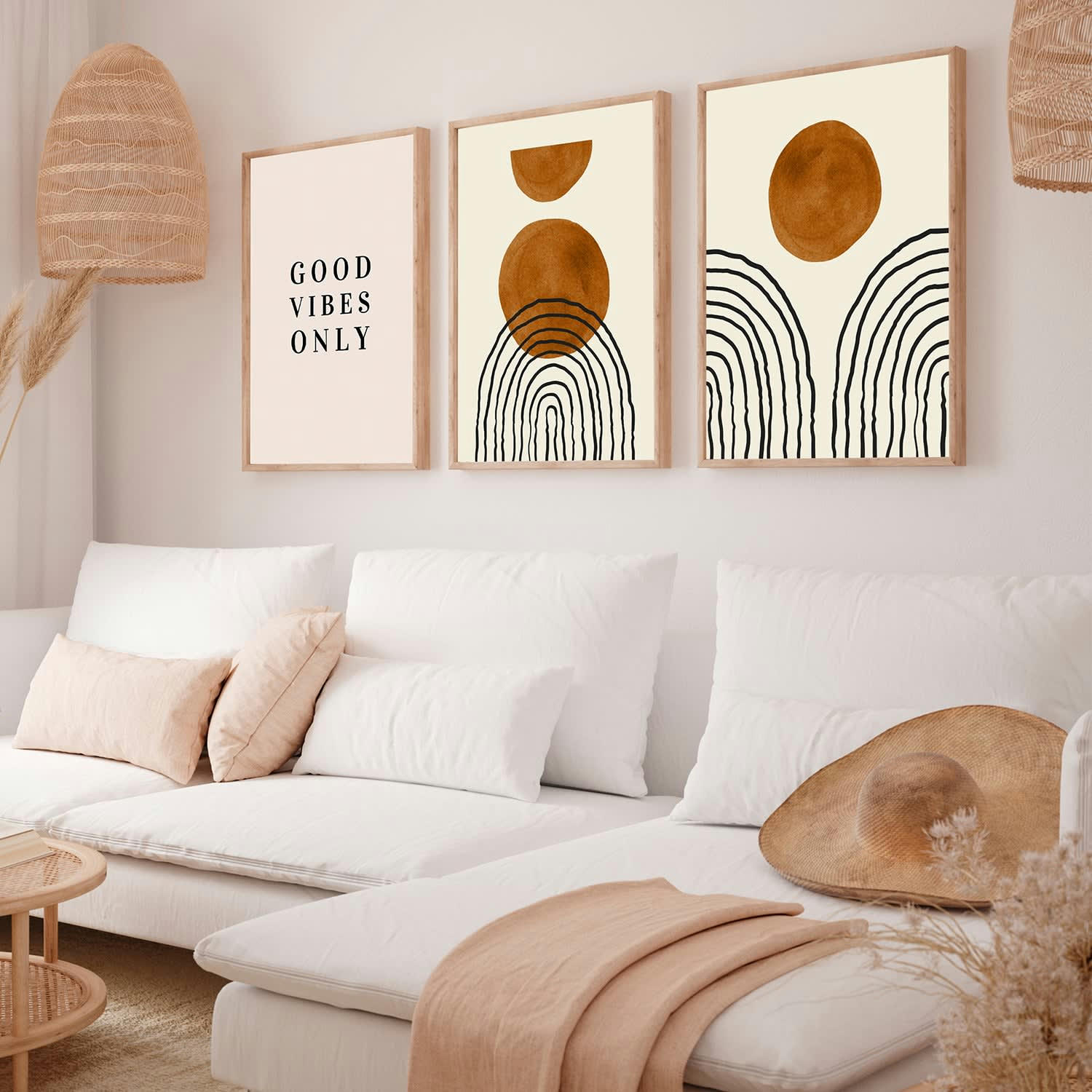 DÉCORATION MURALE - Décoration murale avec cadre en chêne - Art abstrait