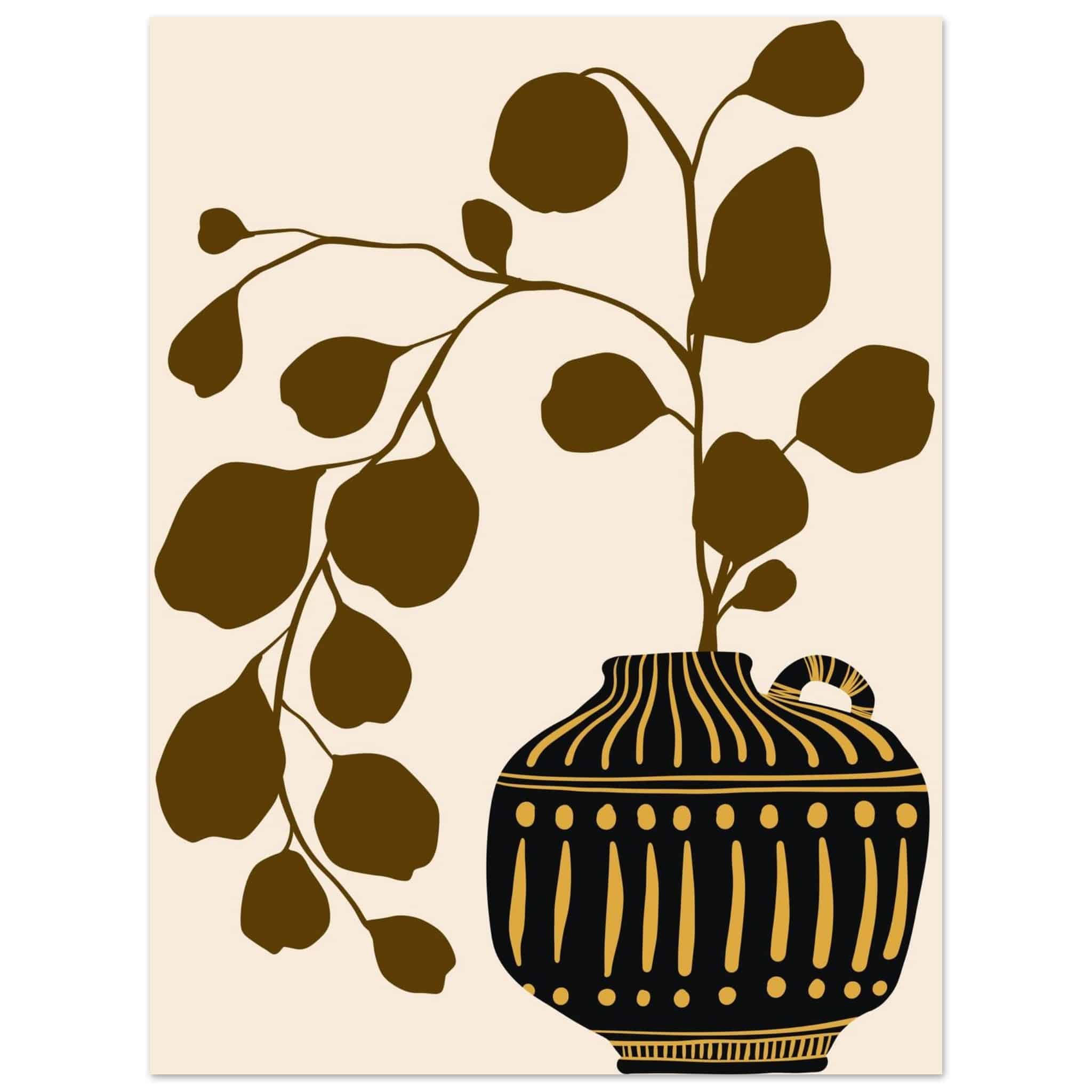 Artfulprints Poster Boho – Golden vase  - 30x40 cm - Bruin
