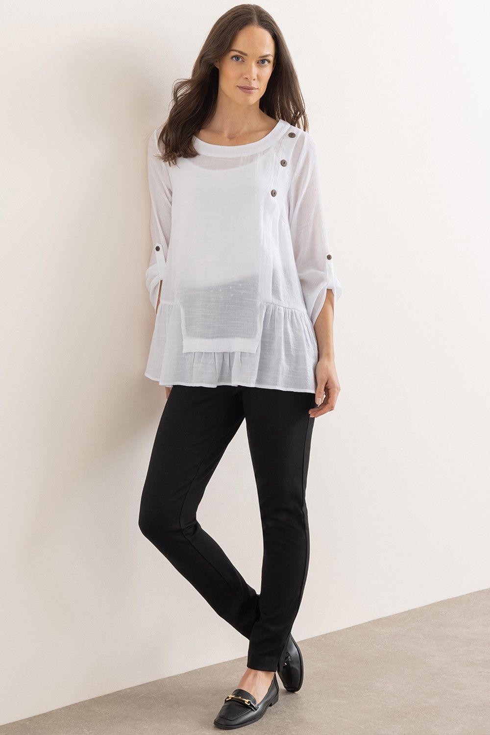 Klass. Button Detail Tunic Top