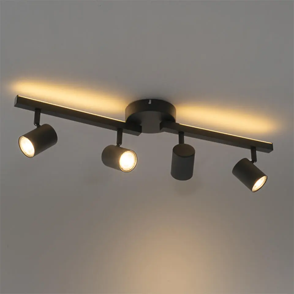 Qazqa spot back up zwart ge?ntegreerde led