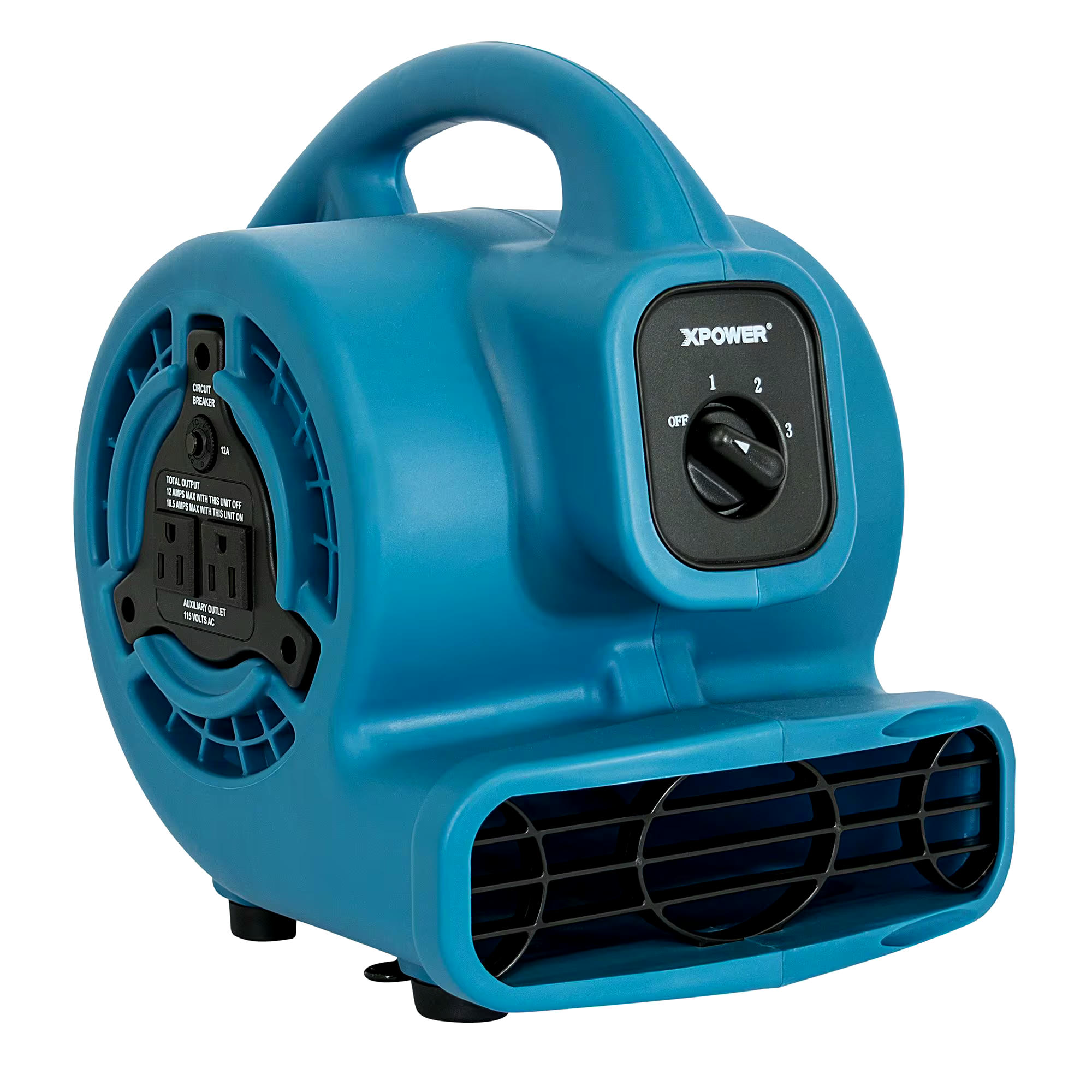 XPOWER P-80A Mini Mighty Air Mover Utility/Floor Fan w/Daisy Chain, 3-Speed, 600 CFM, Blue