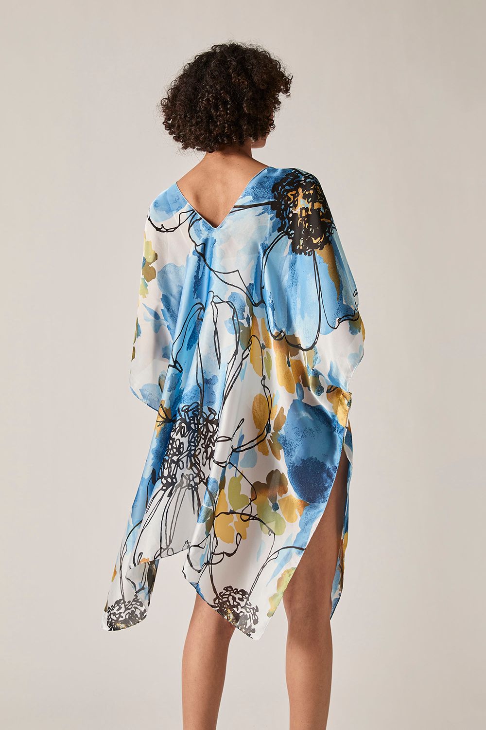 James Lakeland Blue Floral Sketch Kaftan