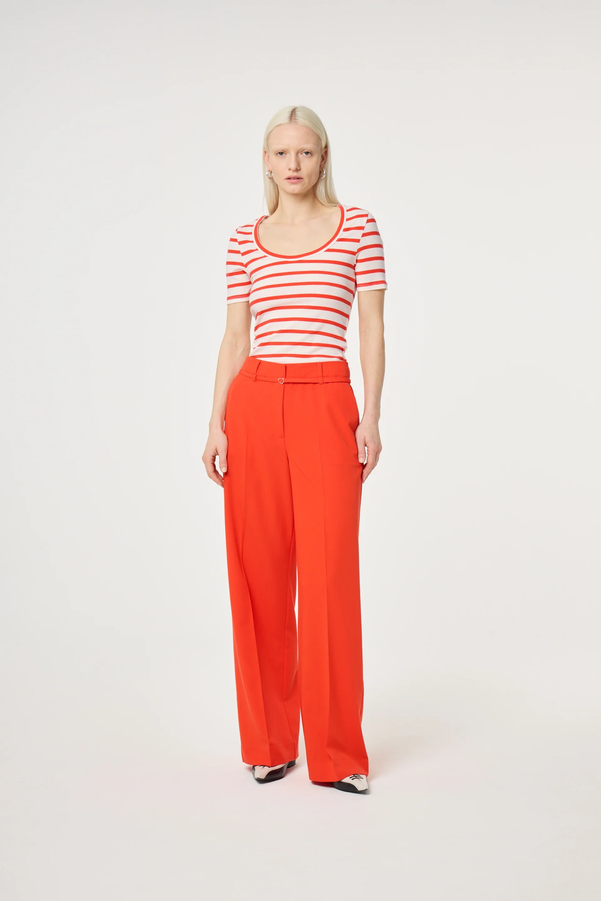 Lena Shortsleeve T-Shirt | Cosy White/Tangerine Tango