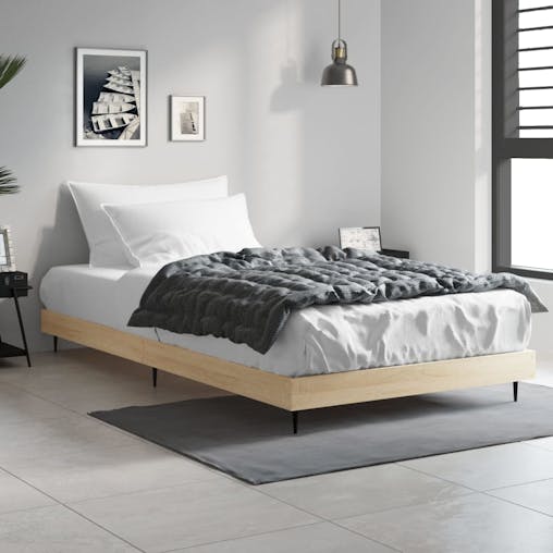 NNEVL Bed Frame Sonoma Oak 92x187 cm Single Bed Size Engineered Wood