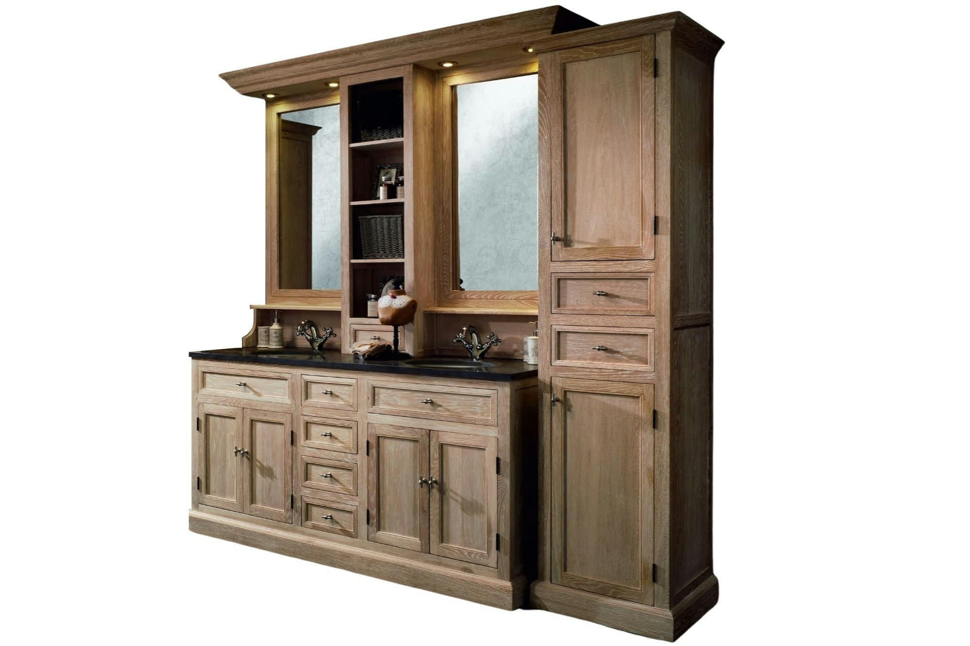 VERONE - Meuble de salle de bain double vasque + 1 colonne D (ensemble)