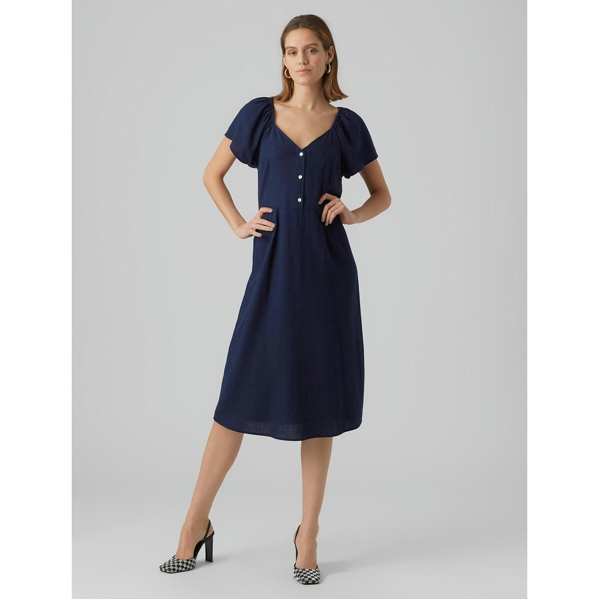 Robe mi-longue manches courtes