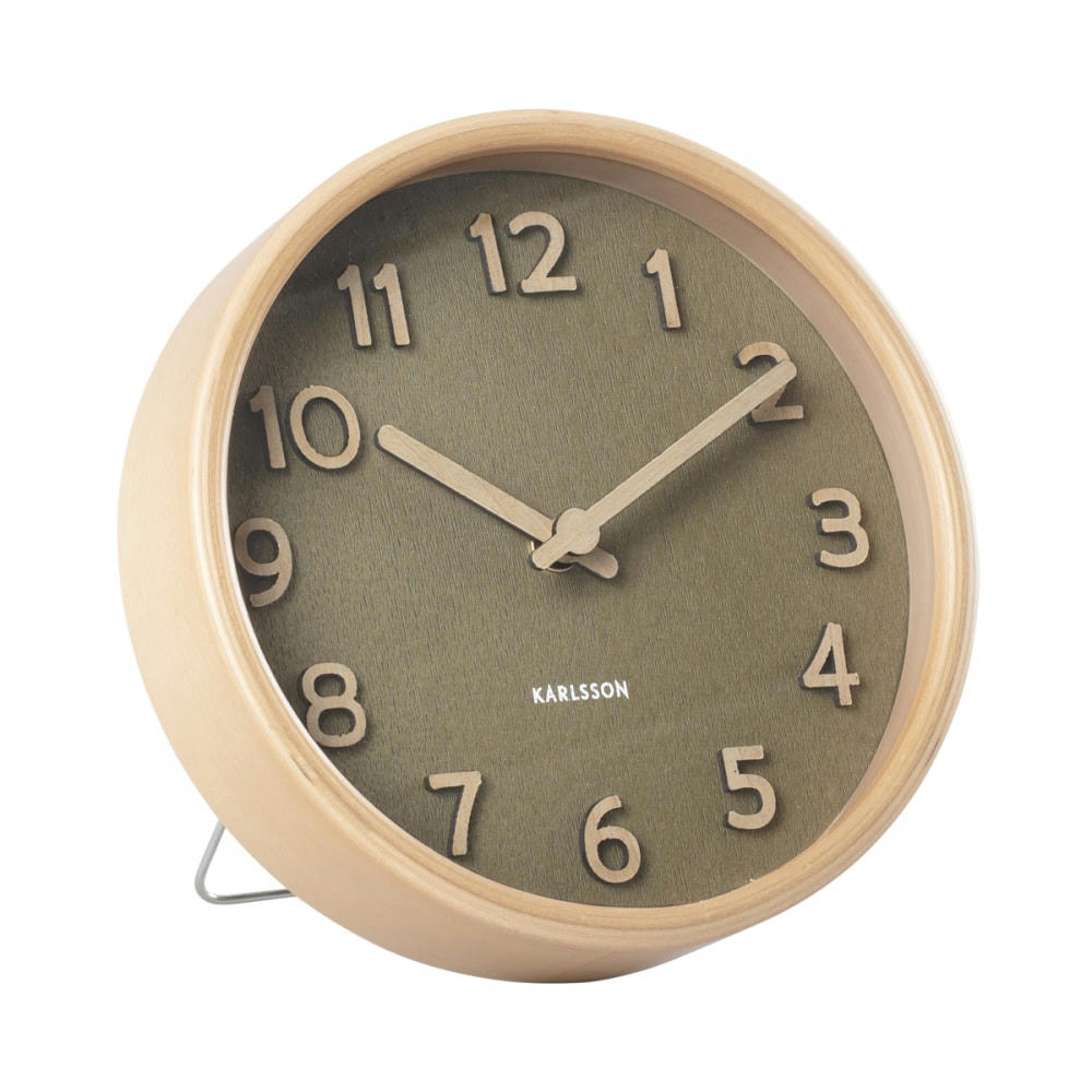 PURE - Horloge à poser pure h18cm bois vert