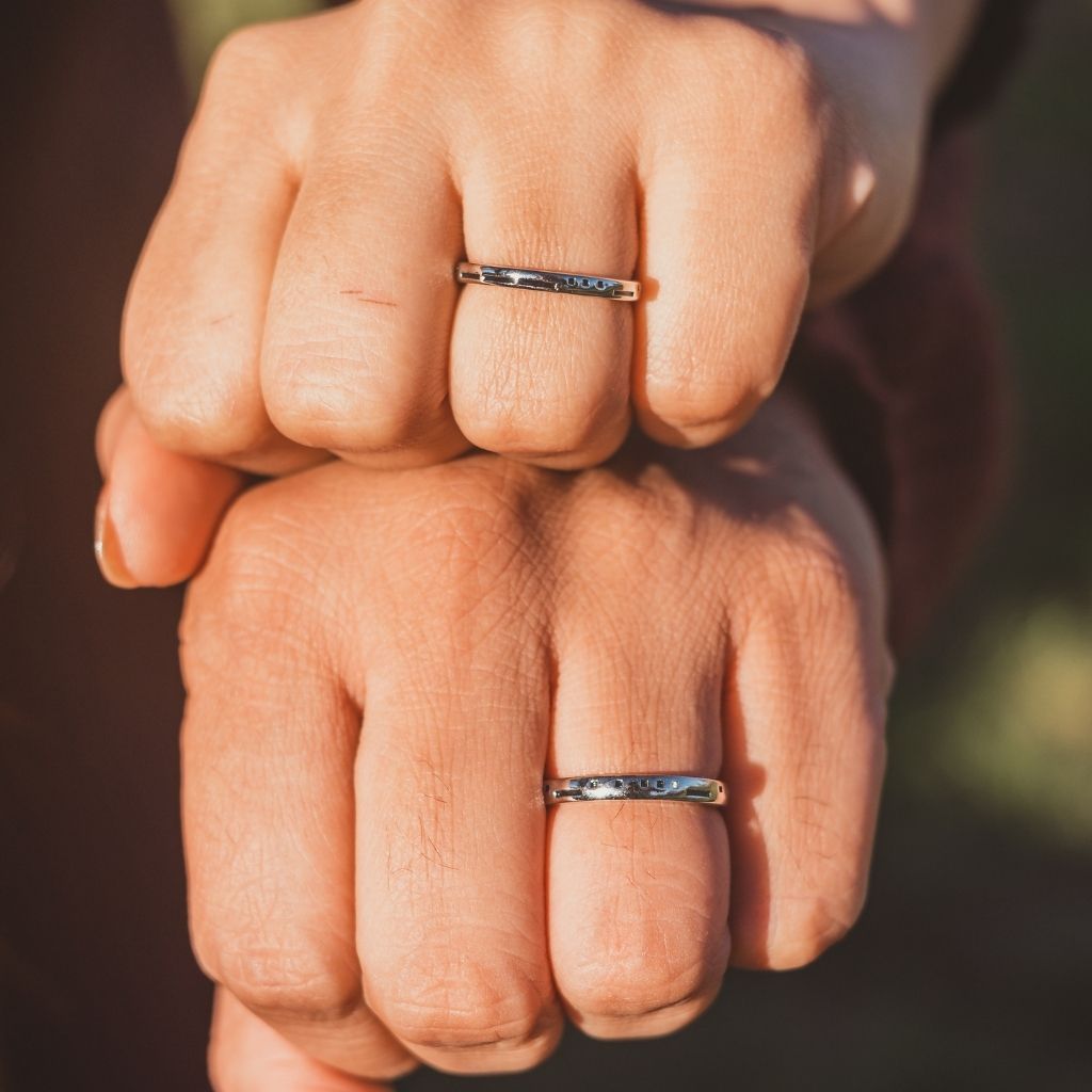 The Colourful Aura Adjustable Morse Code "Love you Forever" Couple Promise Ring Set