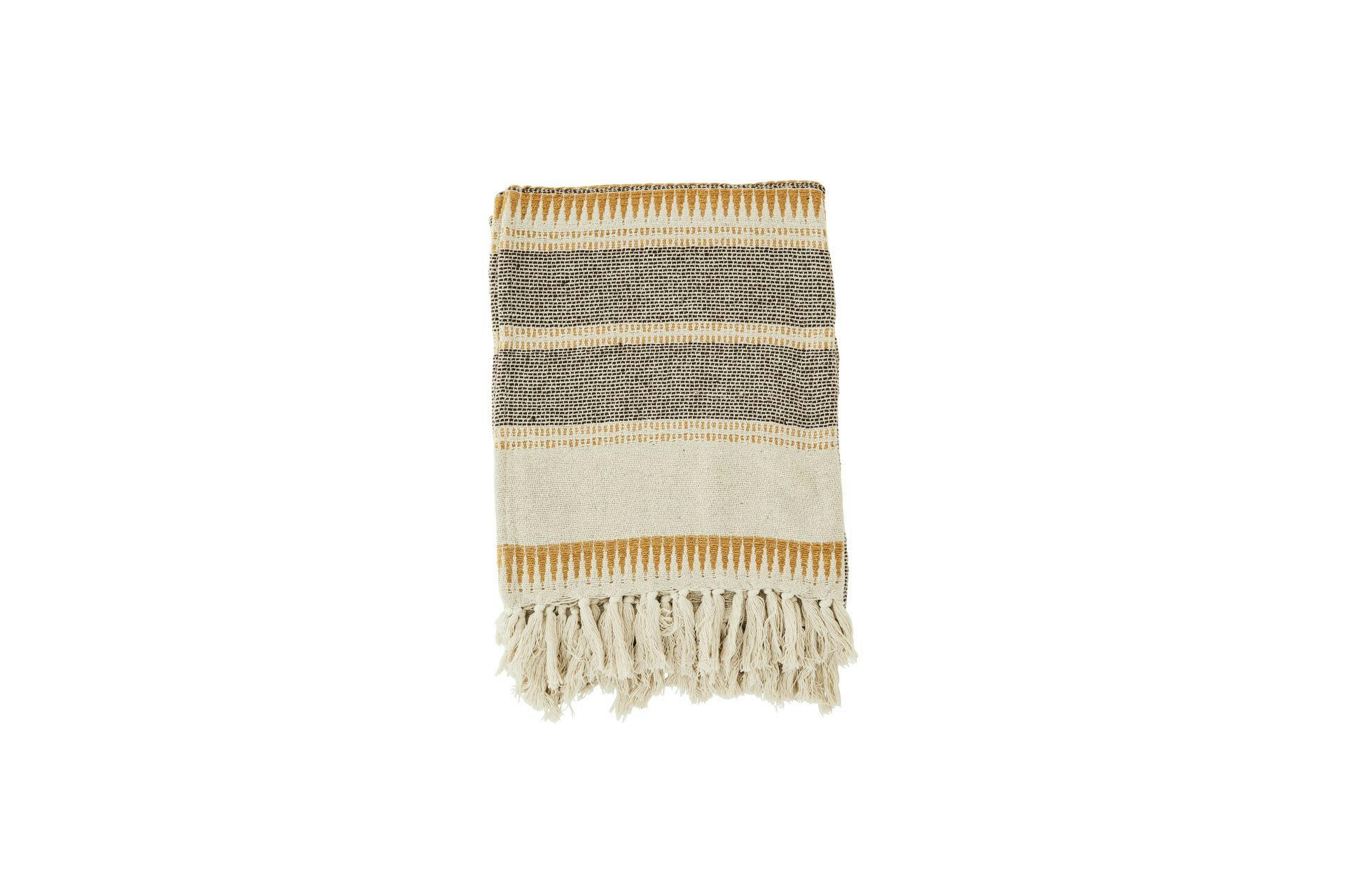 MAYA - Plaid à franges en tissu multicolore 125x150
