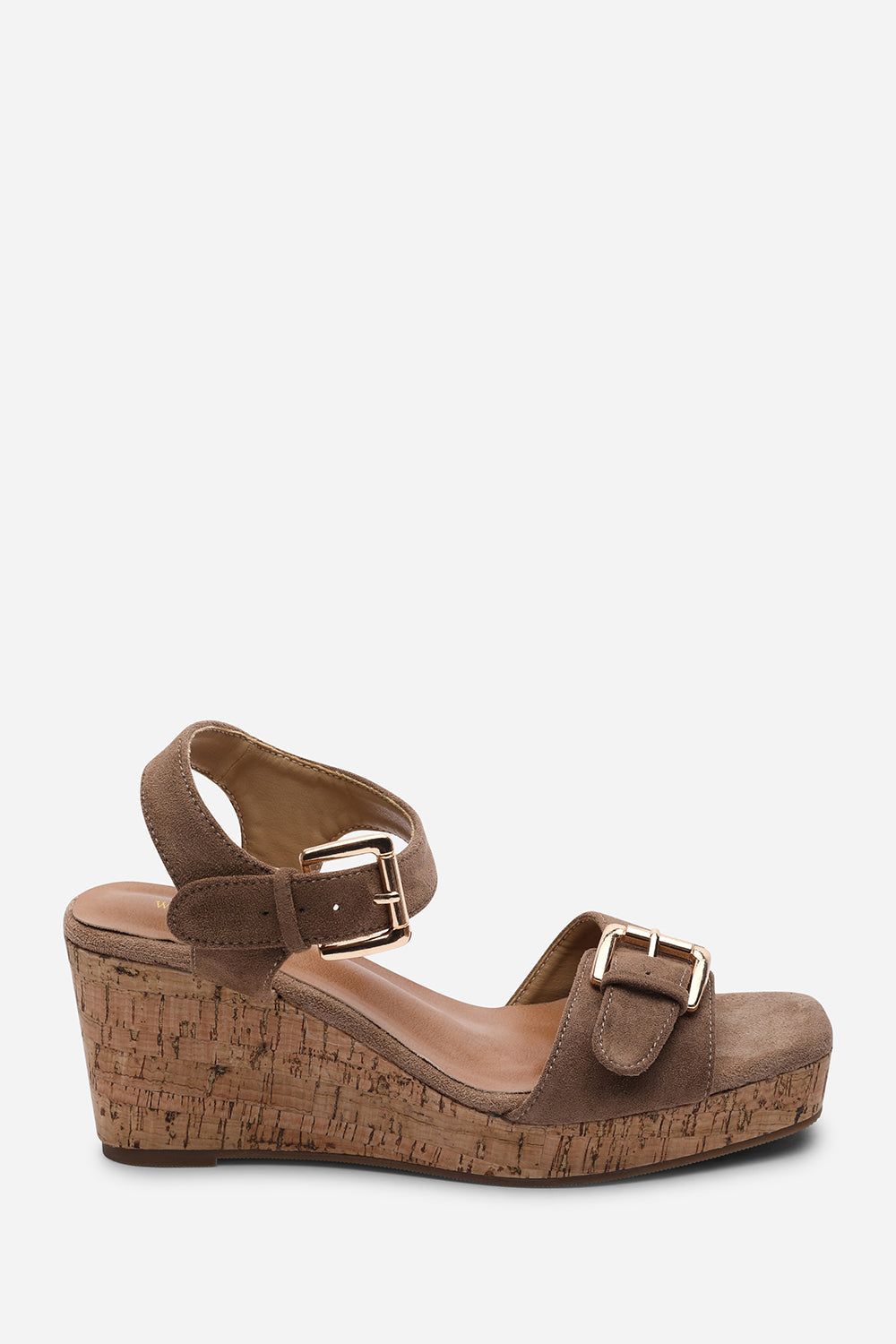 Where's That From Olivine Double Strap Platform Suede Wedge