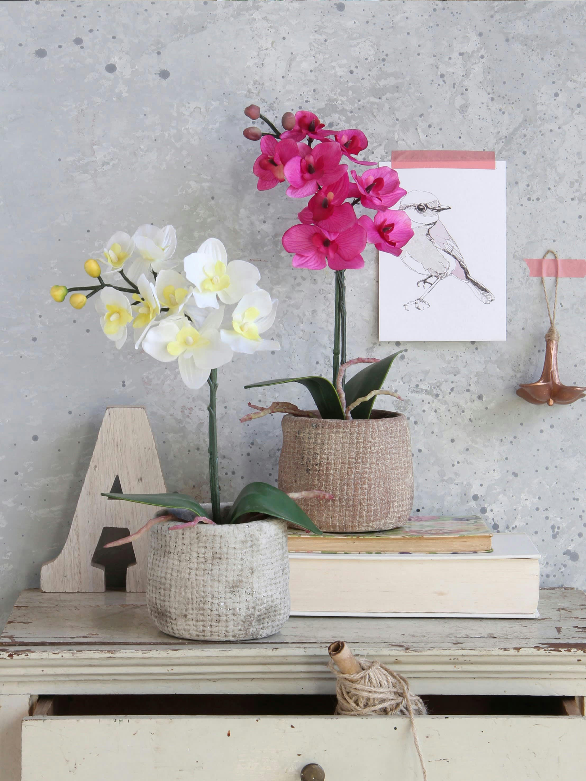 - Orchidée artificielle blanc en pot H48