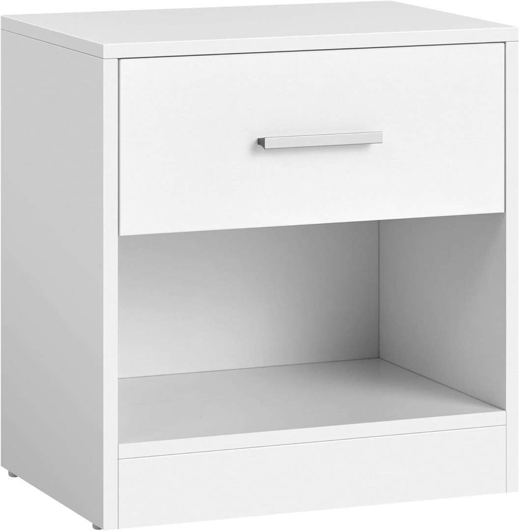 Nowoczesny Stolik Nocny z Szufladą - Biały, Minimalistyczny Design