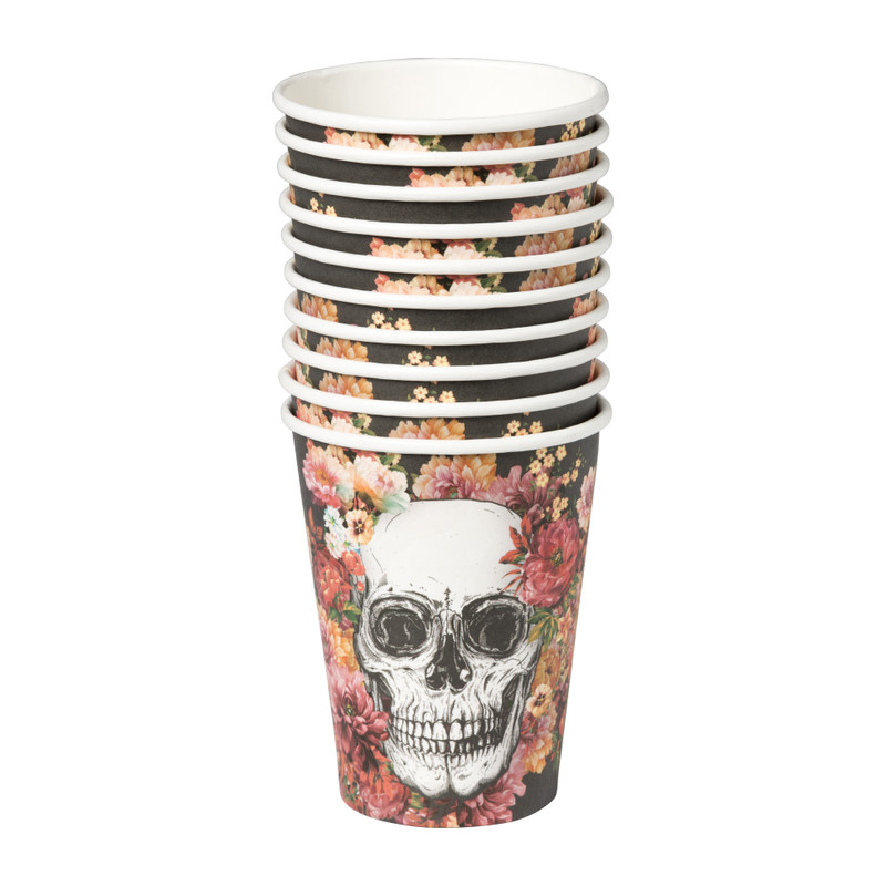 Papieren beker Day of the Dead - set van 10 - &Oslash;8x17 cm