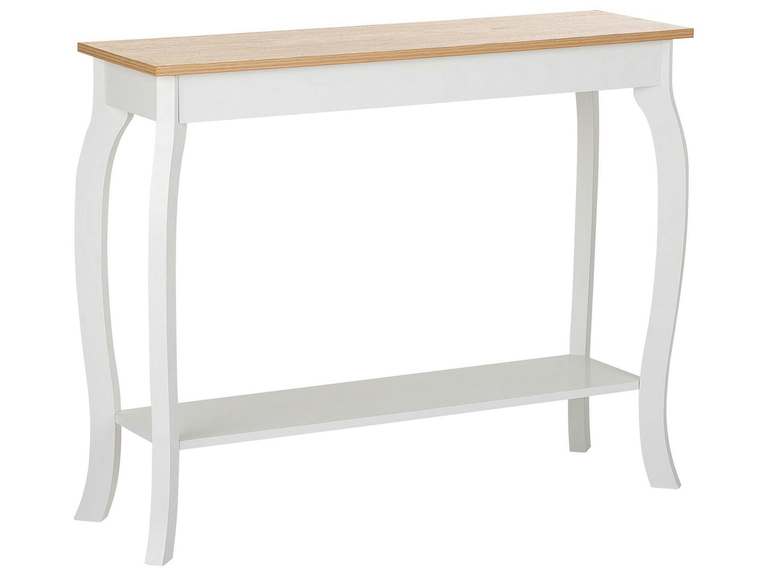 HARTFORD - Table console blanche et bois clair