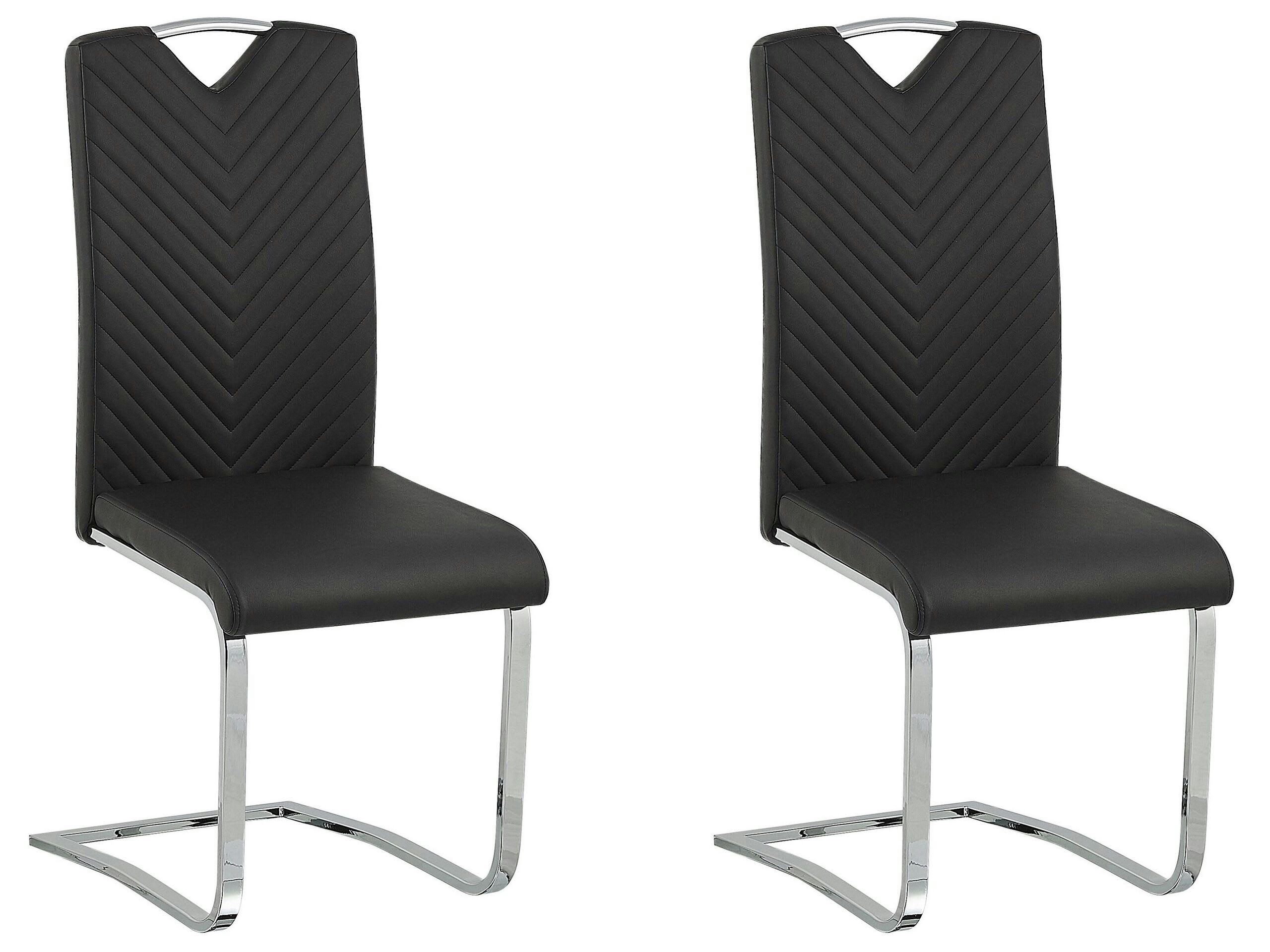 PICKNES - Lot de 2 chaises de salle à manger en cuir PU noir