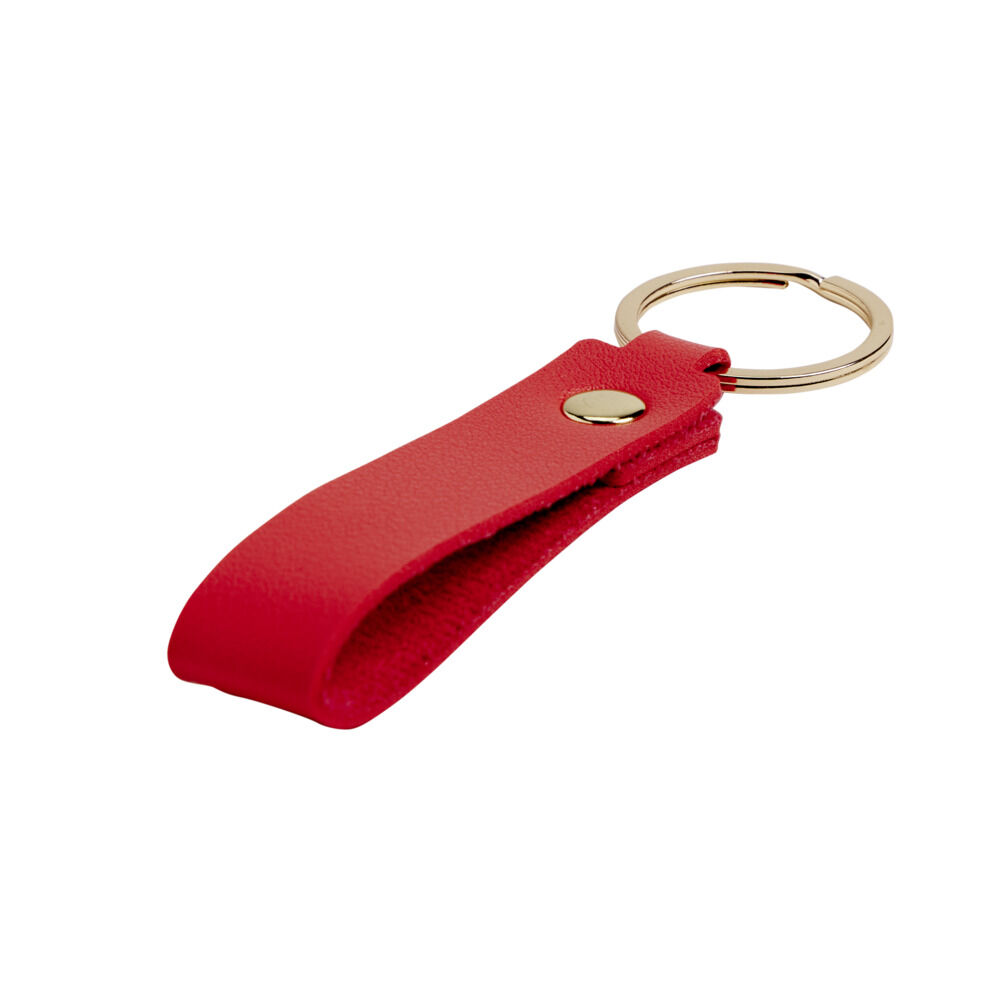Porte-clé avec lanière simili uni et métal L8cm (3 modèles)