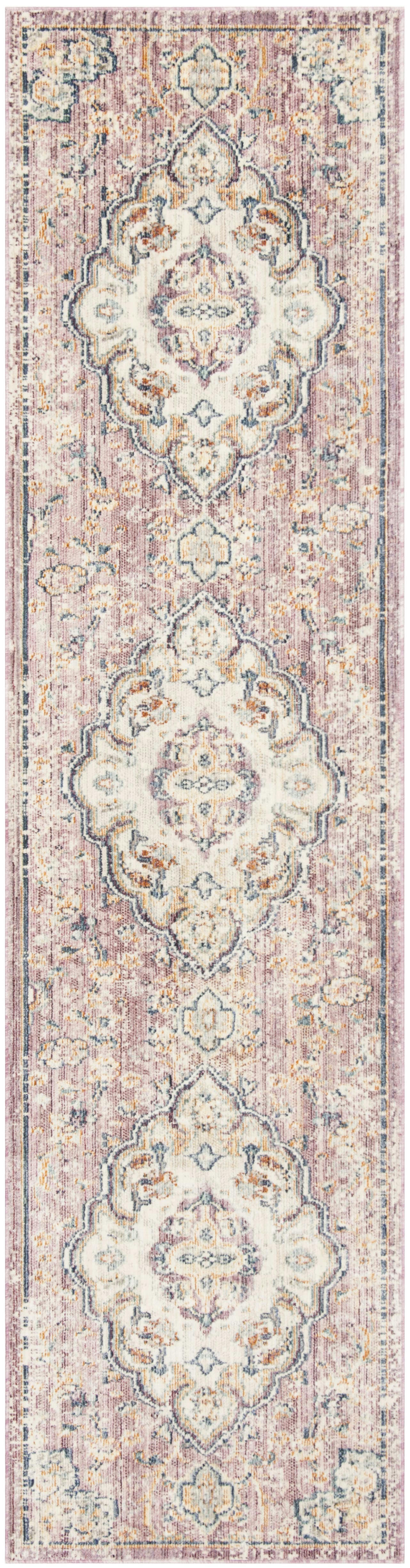 ILLUSION - Tapis de salon interieur en crème & rose, 69 x 244 cm