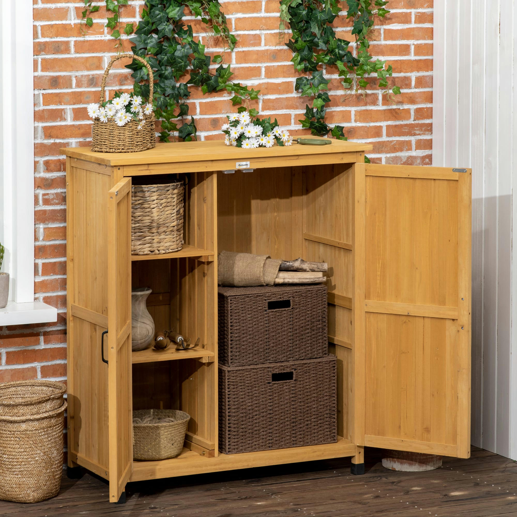 - Armoire de jardin sur pied table de rempotage 2 en 1 sapin pré-huilé