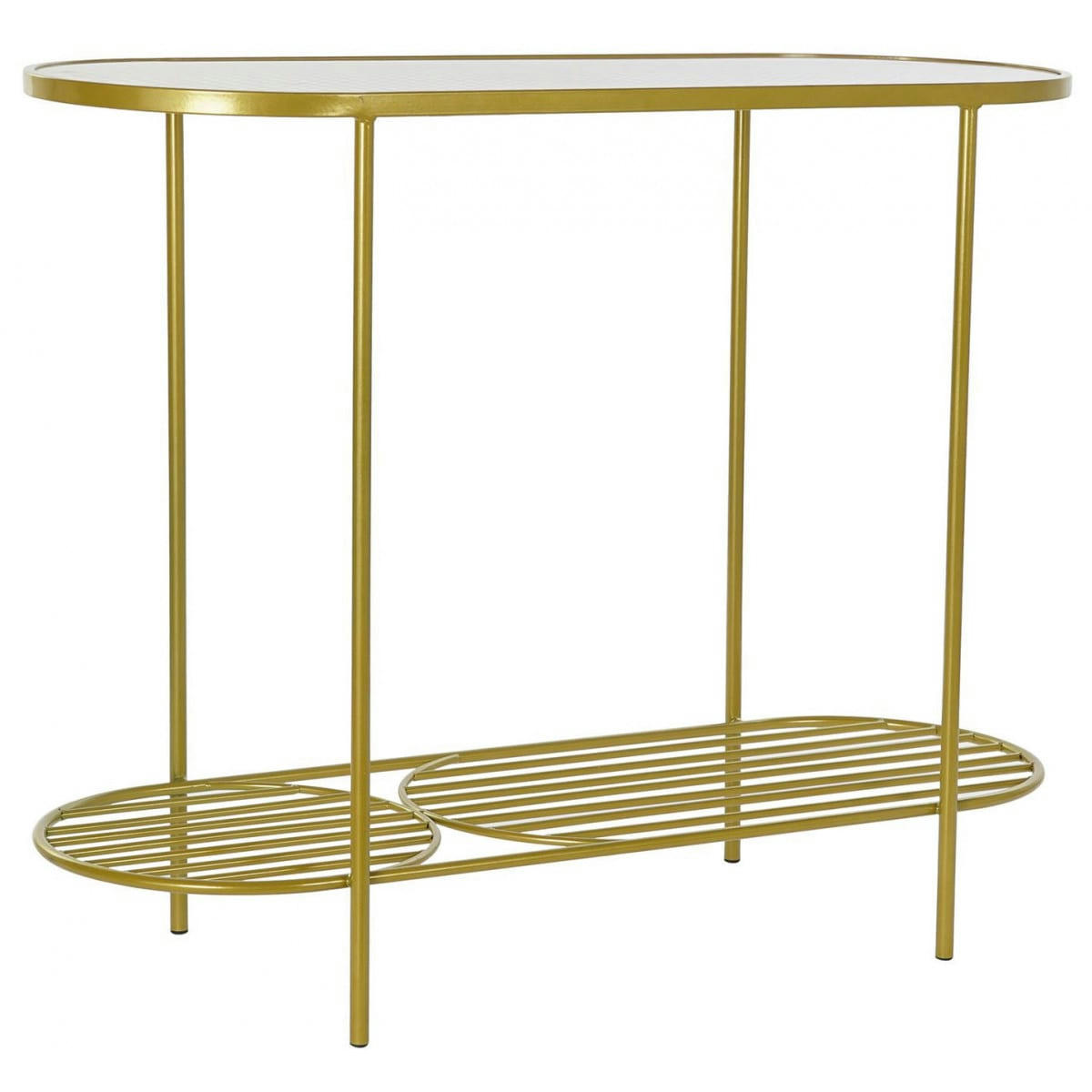 CANNAGE - Console en métal doré et plateau en verre cannage 99,5x38x80cm