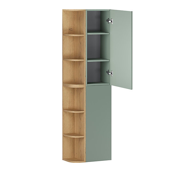 Colonne murale salle de bain niches arrondies Oria Vert mat