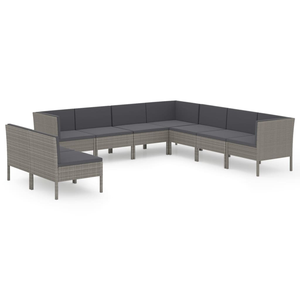 Zestaw wypoczynkowy do ogrodu Szary Technorattan 6x sofa środkowa   3x