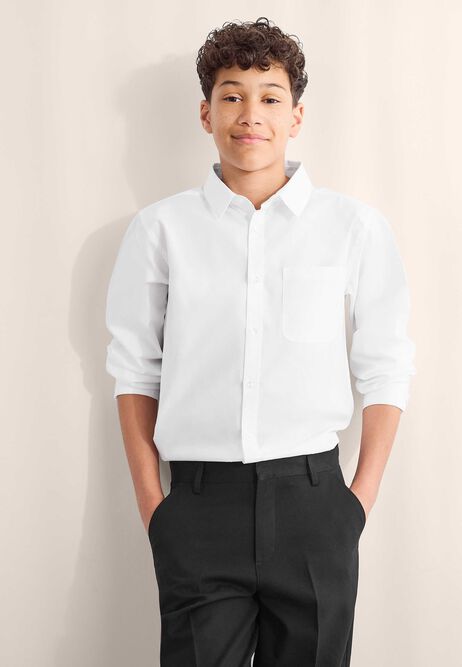 Older Boys White Long Sleeve School Shirt