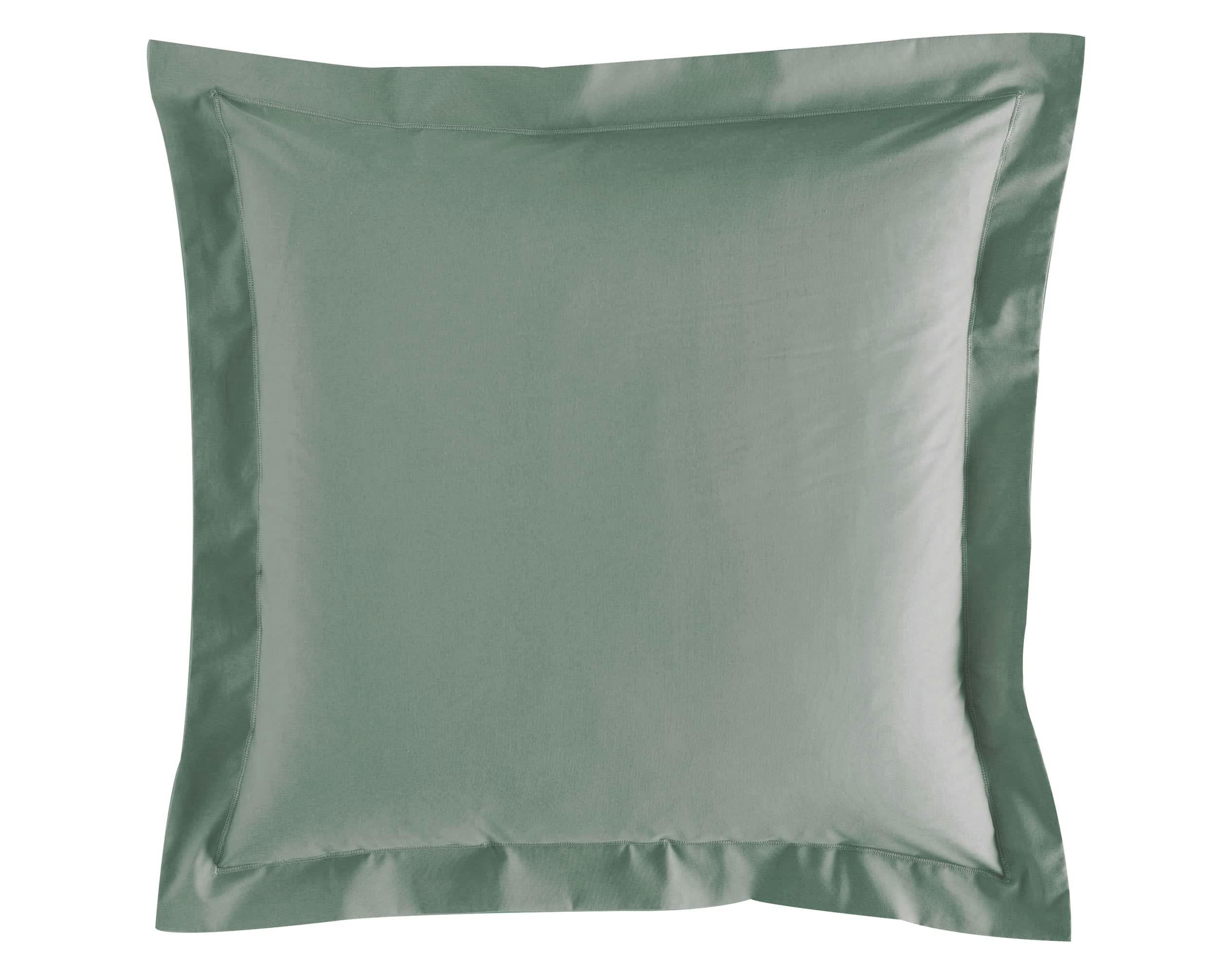 PERCALE - Taie d'oreiller 63x63 en percale de coton  vert eucalyptus