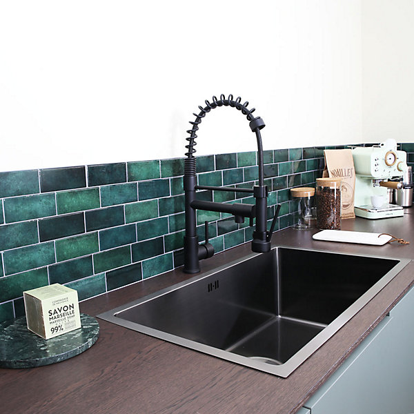 Big Pro mitigeur évier à douchette full black Essebagno Big Pro