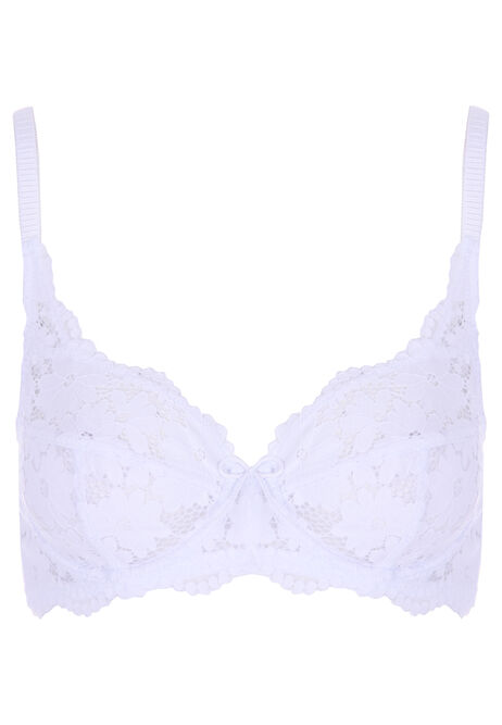 Womens White Non-Padded Lily Lace Bra (B-E)