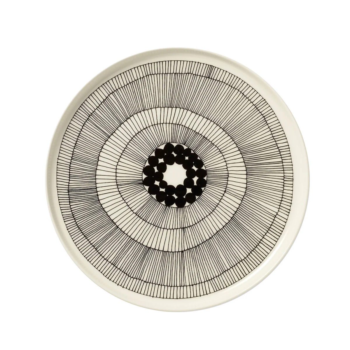 Marimekko - Oiva Siirtolapuutarha Teller, Ø 25 cm, weiß / schwarz