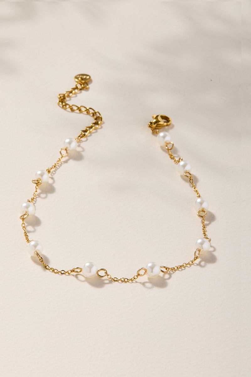 Lisa Stainless Steel Pearl Station Anklet