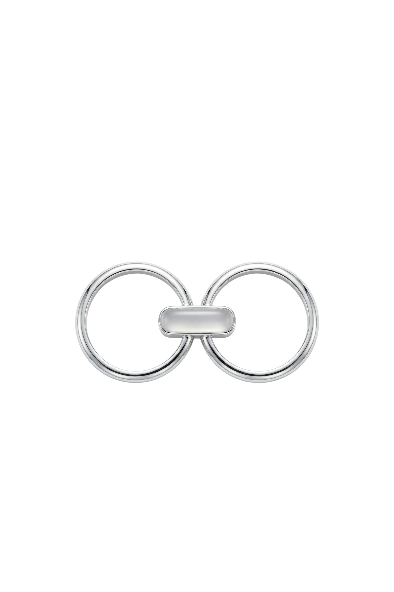 Infinity — Duo Bar Ring in White Hanbai Jade